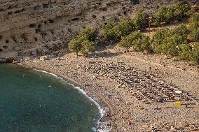 The Caves Of Matala In Crete Island