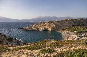 The Caves Of Matala In Crete Island