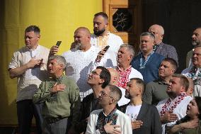 Flag-hoisting ceremony at Ukrainian parliament