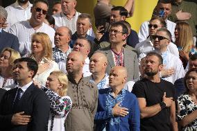 Flag-hoisting ceremony at Ukrainian parliament