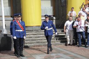 Flag-hoisting ceremony at Ukrainian parliament