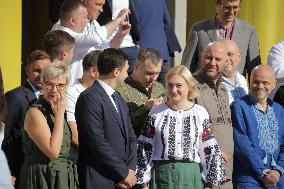 Flag-hoisting ceremony at Ukrainian parliament