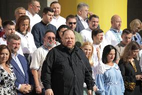 Flag-hoisting ceremony at Ukrainian parliament