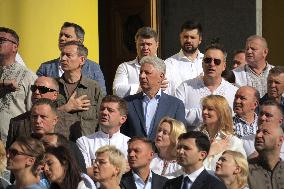 Flag-hoisting ceremony at Ukrainian parliament