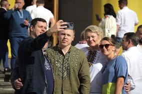 Flag-hoisting ceremony at Ukrainian parliament