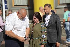 Flag-hoisting ceremony at Ukrainian parliament