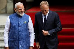 Prime Minister Of The Republic Of India Narendra Modi In Warsaw