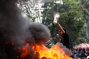 Thousands Of Students Hold Demonstration To Reject Revision Of Regional Election Law In Bandung, Indonesia