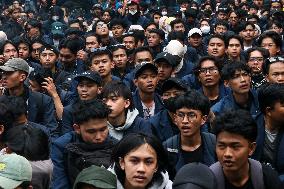 Thousands Of Students Hold Demonstration To Reject Revision Of Regional Election Law In Bandung, Indonesia