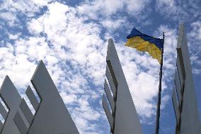 Ukrainian flag in geographical centre of Ukraine