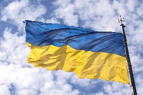 Ukrainian flag in geographical centre of Ukraine