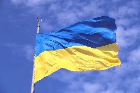 Ukrainian flag in geographical centre of Ukraine