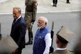 Prime Minister Of The Republic Of India Narendra Modi In Warsaw