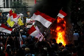 Thousands Of Students Hold Demonstration To Reject Revision Of Regional Election Law In Bandung, Indonesia