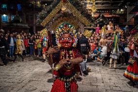 The Newar Community Of Madhyapur Thimi Performed Mahakali Traditional Dance In Thimi, Bhaktapur.