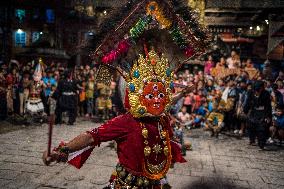 The Newar Community Of Madhyapur Thimi Performed Mahakali Traditional Dance In Thimi, Bhaktapur.