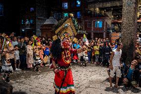 The Newar Community Of Madhyapur Thimi Performed Mahakali Traditional Dance In Thimi, Bhaktapur.