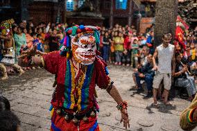 The Newar Community Of Madhyapur Thimi Performed Mahakali Traditional Dance In Thimi, Bhaktapur.