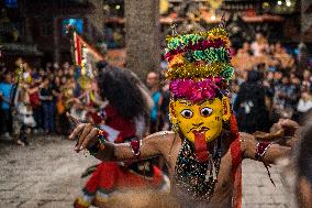 The Newar Community Of Madhyapur Thimi Performed Mahakali Traditional Dance In Thimi, Bhaktapur.