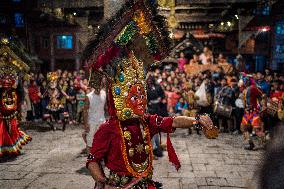 The Newar Community Of Madhyapur Thimi Performed Mahakali Traditional Dance In Thimi, Bhaktapur.