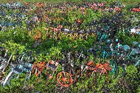 A Huge Abandoned Bike-sharing Yard in Nanjing