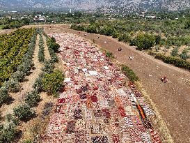 Hand-Woven Carpets Exposed To Sunlight - Turkey