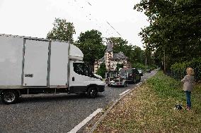 Security Ahead of French Film Star Alain Delon Funeral - Douchy