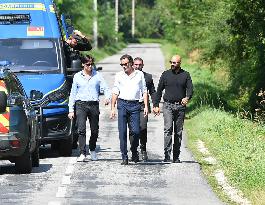 Anthony Delon and Alain-Fabien Delon arrive At Delon's estate - Douchy