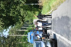 Anthony Delon and Alain-Fabien Delon arrive At Delon's estate - Douchy