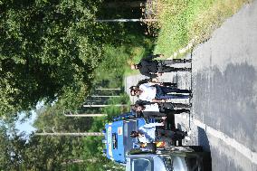 Anthony Delon and Alain-Fabien Delon arrive At Delon's estate - Douchy