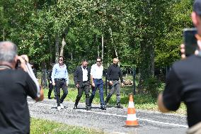 Anthony Delon and Alain-Fabien Delon arrive At Delon's estate - Douchy