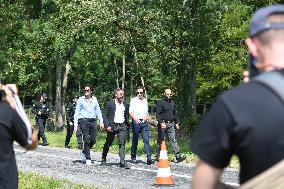 Anthony Delon and Alain-Fabien Delon arrive At Delon's estate - Douchy