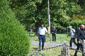 Anthony Delon and Alain-Fabien Delon arrive At Delon's estate - Douchy