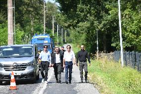 Anthony Delon and Alain-Fabien Delon arrive At Delon's estate - Douchy