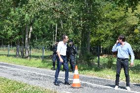 Anthony Delon and Alain-Fabien Delon arrive At Delon's estate - Douchy