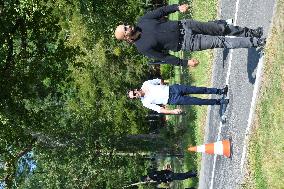 Anthony Delon and Alain-Fabien Delon arrive At Delon's estate - Douchy