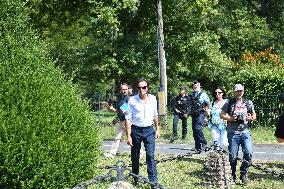 Anthony Delon and Alain-Fabien Delon arrive At Delon's estate - Douchy