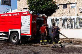 Fire In Food Factory In Pozzuoli, Fire Brigade Intervention Underway