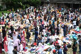 Students Are Packing Relief Materials For Flood Affected In Dhaka.