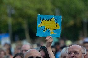 Ukraine Community Protest To Mark Ukrainian Independence Day In Cologne