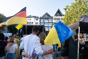 Ukraine Community Protest To Mark Ukrainian Independence Day In Cologne