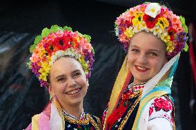 Ukraine Community Protest To Mark Ukrainian Independence Day In Cologne