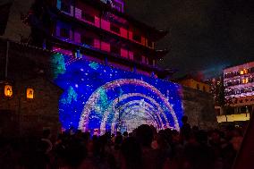 Ancient Drum Tower Light Show in Ningbo