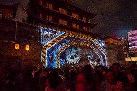 Ancient Drum Tower Light Show in Ningbo