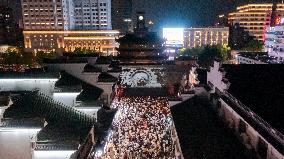 Ancient Drum Tower Light Show in Ningbo