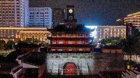 Ancient Drum Tower Light Show in Ningbo