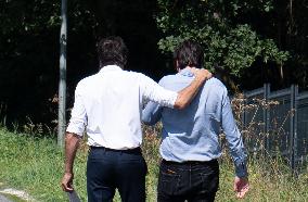 Anthony Delon Comforts His Brother Alain-Fabien Delon - Douchy