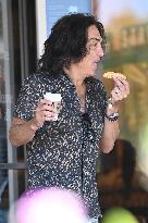 Kiss Band Member Paul Stanley Leaving Starbucks - LA