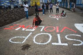 Doctors Protest Over Sexual Assault And Murder Of Kolkata Medical Via Murals In Kolkata