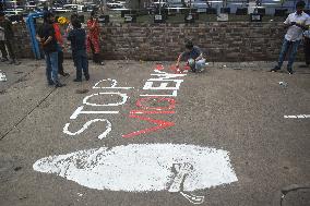 Doctors Protest Over Sexual Assault And Murder Of Kolkata Medical Via Murals In Kolkata